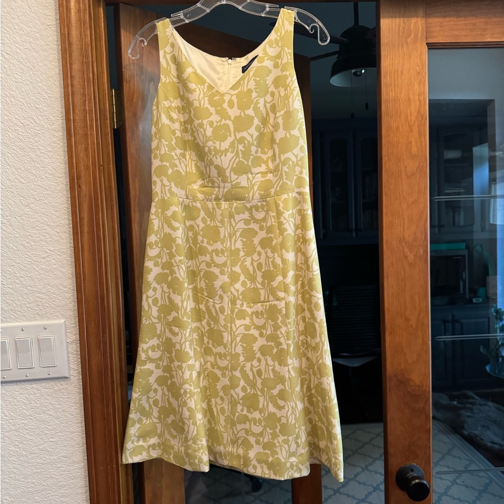 Ann Taylor Yellow Floral Sleeveless Midi Dress